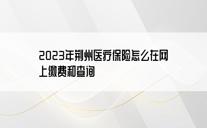 2023年荆州医疗保险怎么在网上缴费和查询